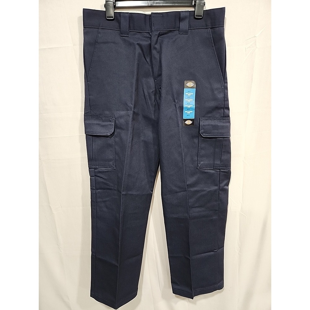 Dickies NWT Cargo Pants Mens 34x32‎ Navy Blue, Relaxed Fit Straight Leg